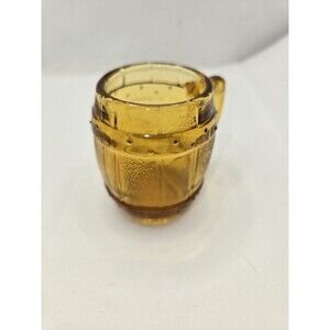 Vintage - Amber Glass Mini Beer Barrel Mug Toothpick Holder Shot Glass